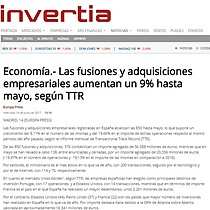 Las fusiones y adquisiciones empresariales aumentan un 9% hasta mayo, segn TTR